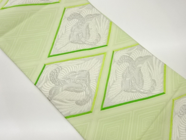 子持ち菱に向かい鴛鴦模様織出し袋帯